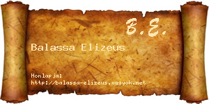 Balassa Elizeus névjegykártya